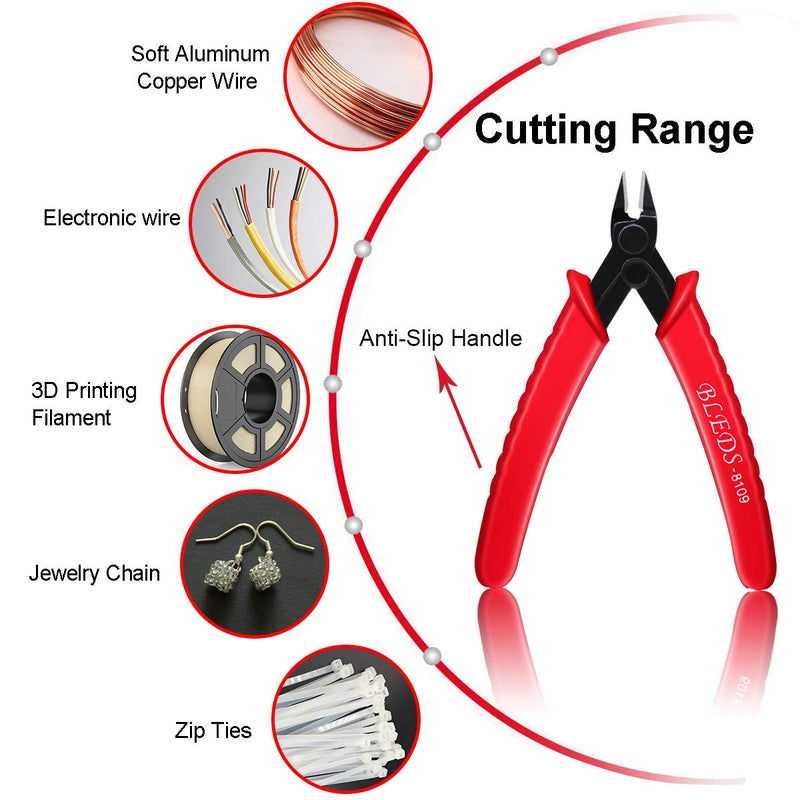 Flush Cutter, Wire Cutters, BS-8109 Wire Cutter Pliers, Flush Cutters, Nippers, Diagonal Cutter, Wire Cutters Side Cutter, Micro Shear Cutter Precision Electronics Siding Cutting Pliers 5 inch, Red 1 Pack -5" Red - NewNest Australia