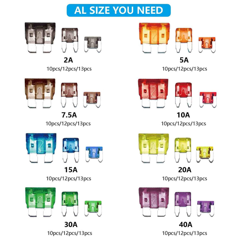282 Pieces Car Fuses Assortment Kit - Blade Fuses Automotive - Standard & Mini & Low Profile Mini Size (2A/5A/7.5A/10A/15A/ 20A/30A/40AMP/ATC/ATO) Replacement Fuses for Marine, Auto, RV, Boat, Truck - NewNest Australia