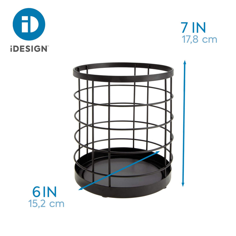 iDesign 51737 Kitchen Utensil Holder, Metal Wire Utensil Storage Basket, Practical Kitchen Utensil Organiser for Wooden Spoons, Spatulas and More, Matte Black, 15.2 x 15.2 x 17.8 cm - NewNest Australia