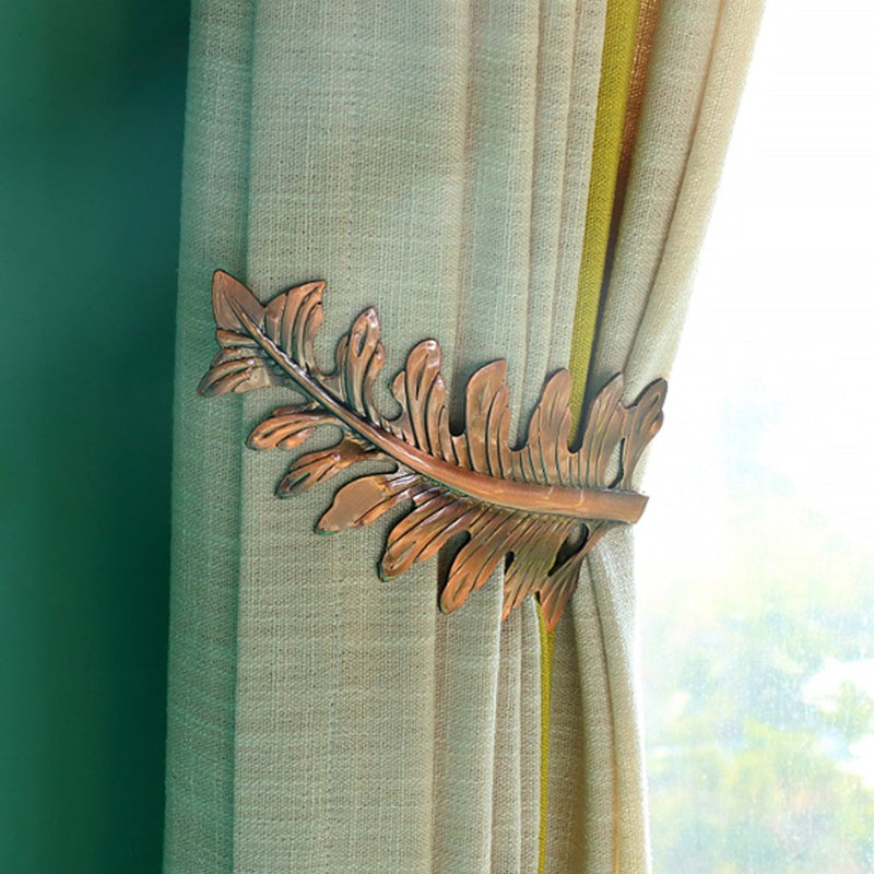 NewNest Australia - Joyci 1Pair Big Leaf Curtain Tiebacks Novelty Fashion Curtain Hook U Shape Wall Hook Simple Modren Curtain Holdbacks (Copper) Copper 