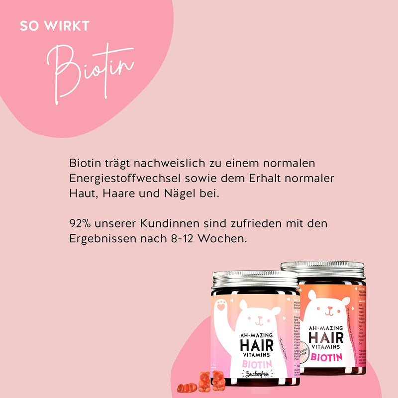 Bears w Benefits Hair Gums for Women, Sugar-Free, Made in Germany, High-Dose Dietary Supplement with Biotin, Folic Acid, Zinc - NewNest Australia