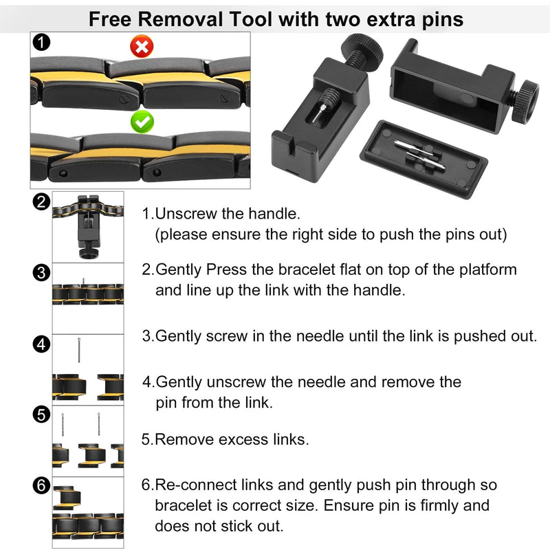 Jeracol Lymph Detox Titanium Steel Magnetic Bracelet for Men with Strength Magnets(3500Gauss) Womens Magnetic Wristband Brazaletes,Adjustable Size with Remove Tool & Gift Box. A-Silver Gold - NewNest Australia