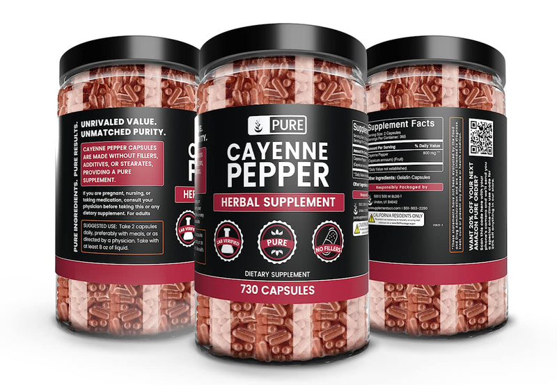 Pure Original Ingredients Cayenne Pepper (730 Capsules) No Magnesium Or Rice Fillers, Pure, Lab Verified - NewNest Australia