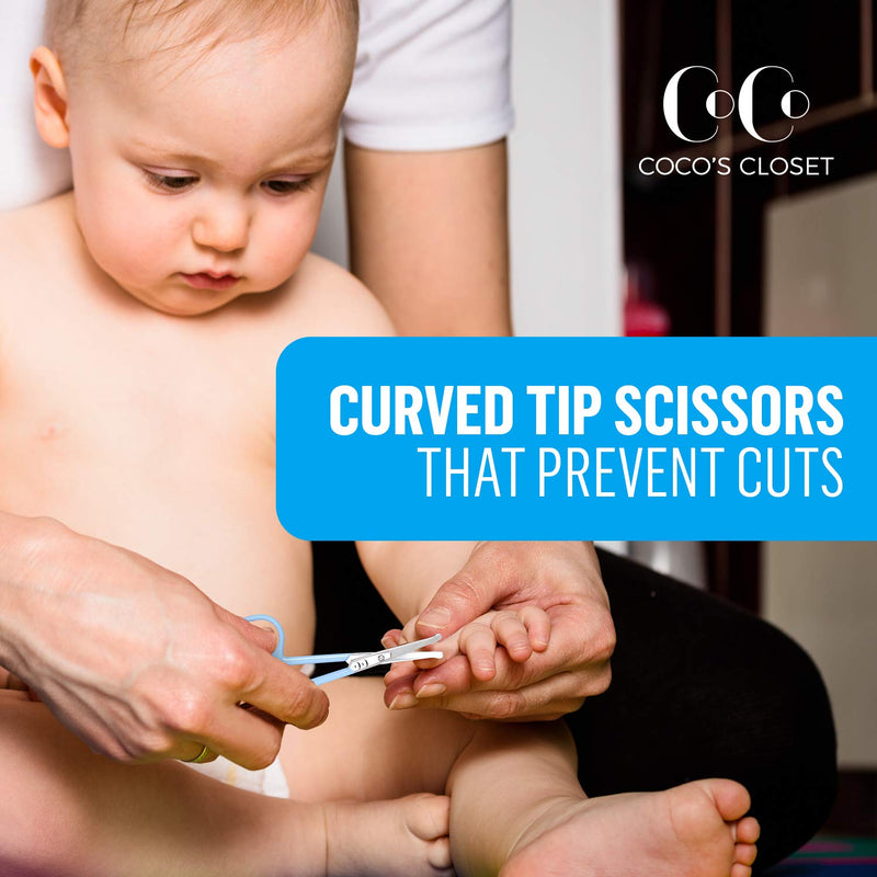 Cocos Small Nail Scissors - Safety Round Tip Baby Nail Clippers and Hair Scissors for Adults, Newborn, Infant, and Toddler Fingernails Blue - NewNest Australia