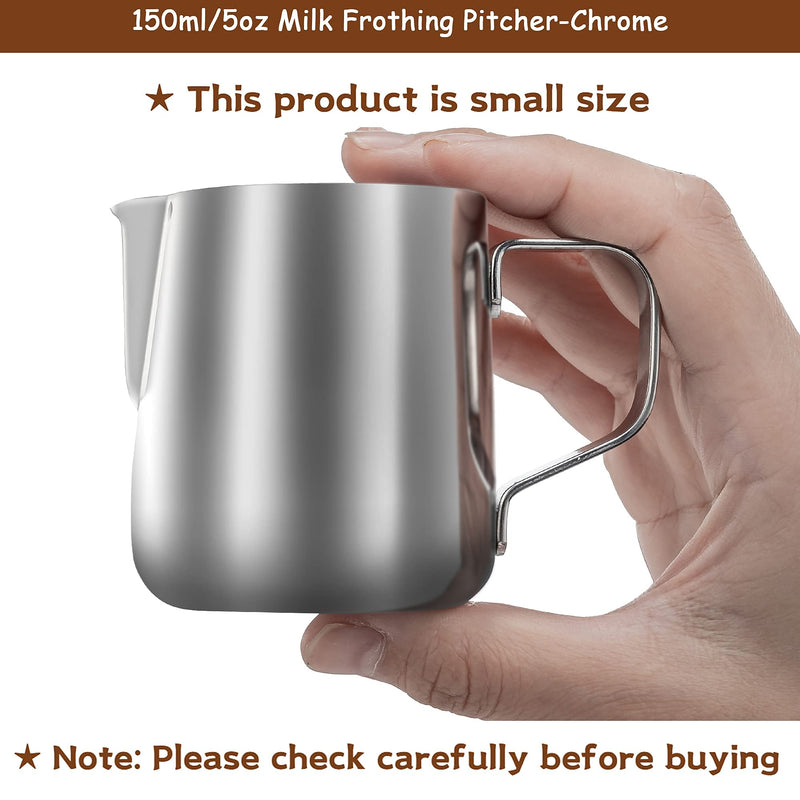 Stainless Steel Milk Frothing Pitcher, Cream&Milk jugs 5oz/150ml Milk Coffee Cappuccino Latte Art Frothing Pitcher Barista Milk Jug Cup Polished Finish - NewNest Australia