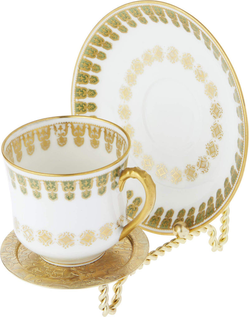 NewNest Australia - Bard's Ornate Twisted Shiny Gold-Toned Cup & Saucer Stand, 3" H x 2.75" W x 4" D 1 