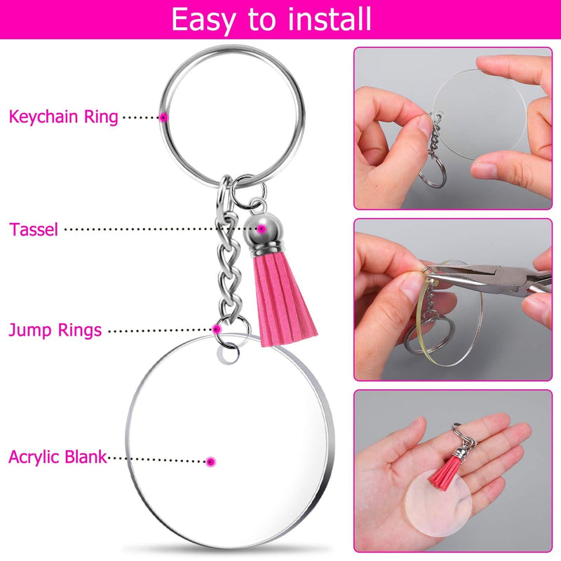 Acrylic Blank Keychains, Shynek 200 Pcs Clear Keychain Blanks for Vinyl with 50 Pcs Acrylic Blanks, 50 Pcs Keychain Tassels, 50 Pcs Key Rings with Chain and 50 Pcs Jump Rings - NewNest Australia