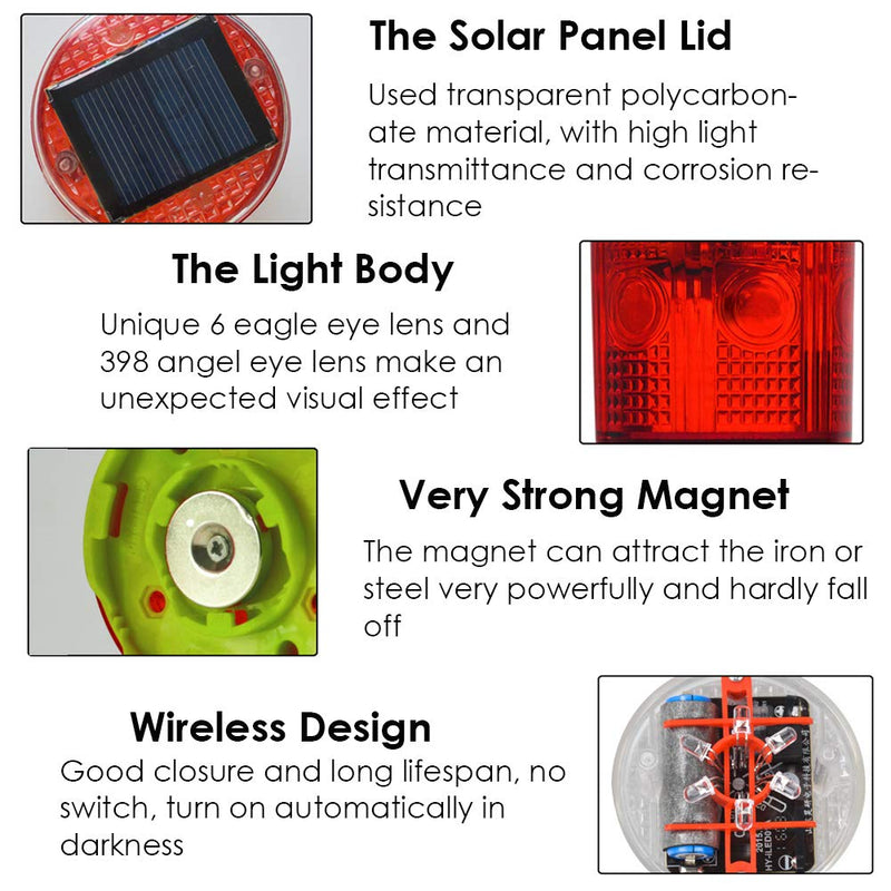 Aolyty Solar Strobe Warning Light Strong Magnetic Base Flashing Super Bright 360 Degree Wireless Automatically Turn On Waterproof for Construction Traffic Factory (Blue) Blue - NewNest Australia