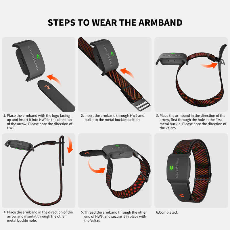 COOSPO HW9 Heart Rate Monitor Armband,ANT+ and Dual Bluetooth5.0 HRM,Optical Heart Rate Monitor with HR Zone,IP67 Waterproof HR Sensor Compatible with Peloton Strava Zwift DDP Yoga - NewNest Australia