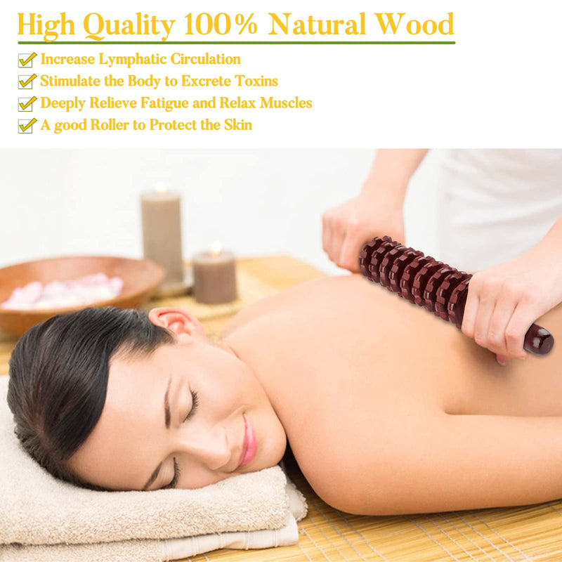 Liitrton Manual Wooden Fascia Massage Roller Trigger Points for Release Cellulite Sore Muscle Blasting (Red) Red - NewNest Australia