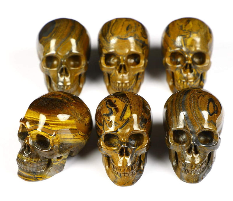 NewNest Australia - Skullis 2.0” Tiger Iron Eye Crystal Skull, Hand Carved Gemstone Fine Art Sculpture, Reiki Healing Stone Statue. Tiger Iron Eye 2 