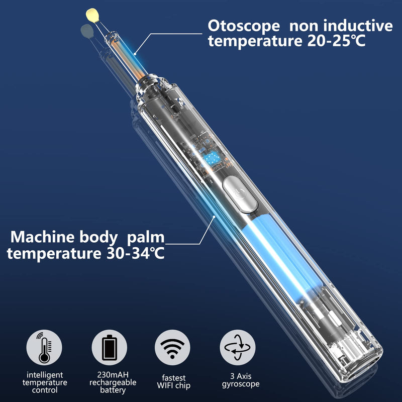 VITCOCO Otoscope Ear Camera, Ear Wax Removal Kit Camera, 1920P FHD Wireless Smart Visual Ear Cleaner, 3.9mm Ear Endoscope Camera for iPhone, Ipad & Android Smart Phones Silver - NewNest Australia