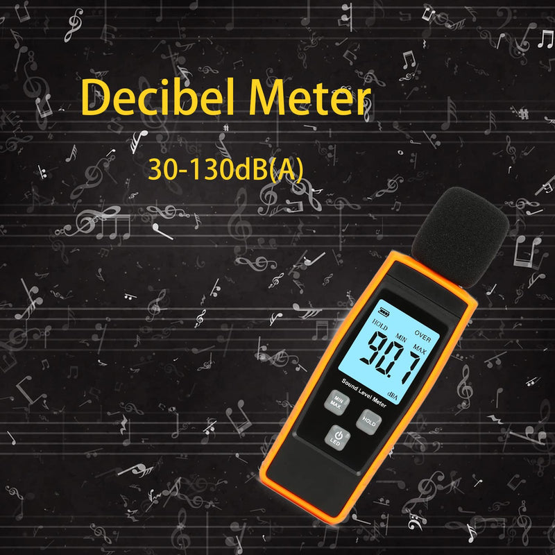 Decibel Meter, Portable SPL Meter (Sound Pressure Level Meter), Digital Noise Meter, Range 30-130dB(A) db Meter, Noise Volume Measuring Instrument, Sound Monitoring Tester (Battery Included) Yellow - NewNest Australia