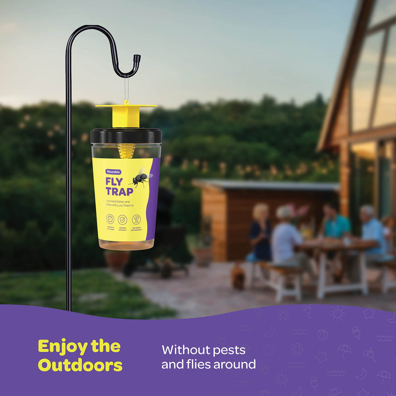 Outdoor Fly Trap [Set of 3] Fly Traps Outdoor with Dissolvable Non-Toxic Bait - Fly Repellent for Outdoor Use Only - Controls Flies for Patios, Barns, Ranches Etc. Hanging Fly Traps with Tie Included 3 Pack - NewNest Australia