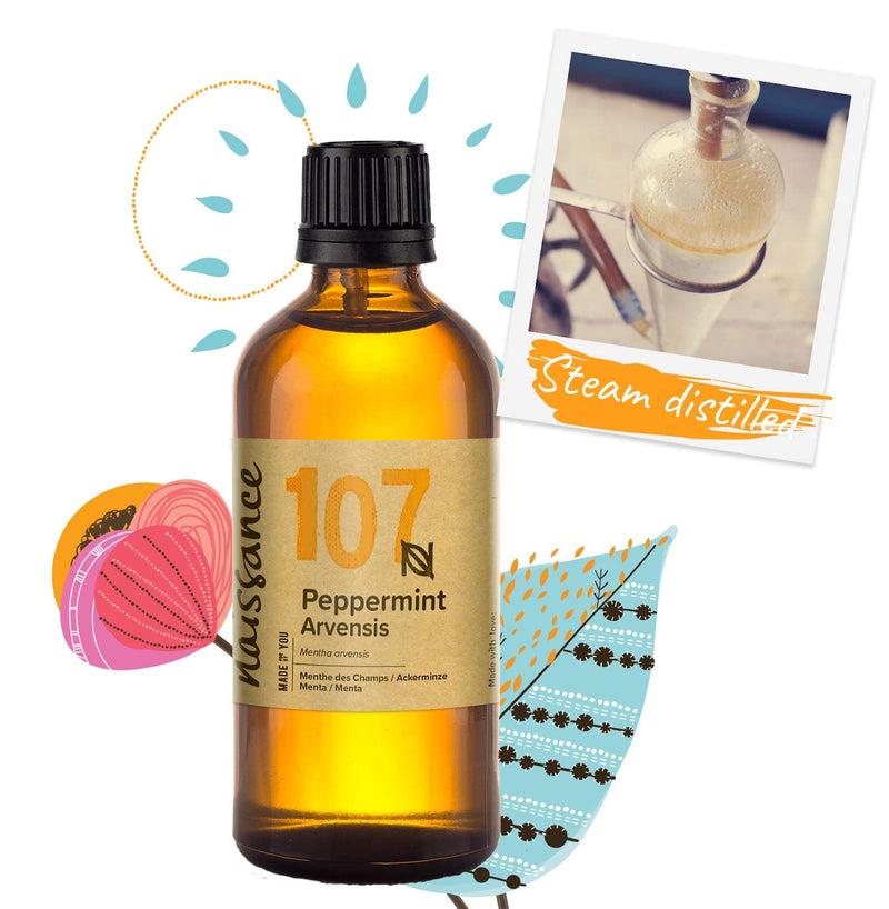 Naissance Peppermint (Arvensis) Essential Oil (No. 107) - 200ml (2 x 100ml) - Pure, Natural, Cruelty Free, Vegan and Undiluted - Use in Aromatherapy, Humidifiers & Diffusers - NewNest Australia