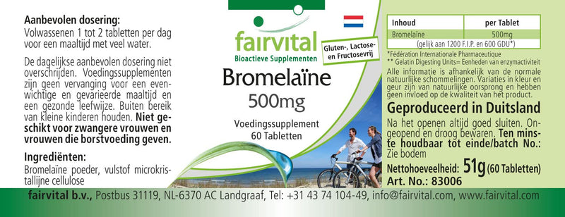 Fairvital | Bromelain 500mg - HIGH DOSE - VEGAN - 1200 FIP - Pineapple enzyme - 60 tablets - NewNest Australia