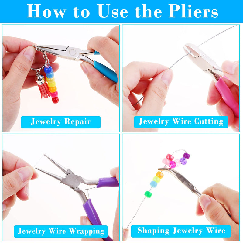 Jewelry Pliers, Shynek 4pcs Jewelry Making Tools Kit with Needle Nose Pliers/Chain Nose Pliers, Round Nose Pliers, Wire Cutters and Bent Nose Pliers for Crafts, Wire Wrapping, Jewelry Making Supplies - NewNest Australia