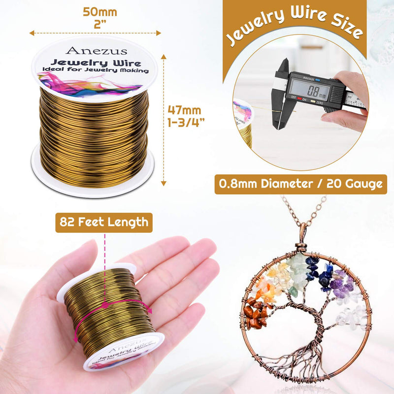 20 Gauge Jewelry Wire, Anezus Craft Wire Tarnish Resistant Copper Beading Wire for Jewelry Making Supplies and Crafting (Antique Bronze) Antique Bronze - NewNest Australia