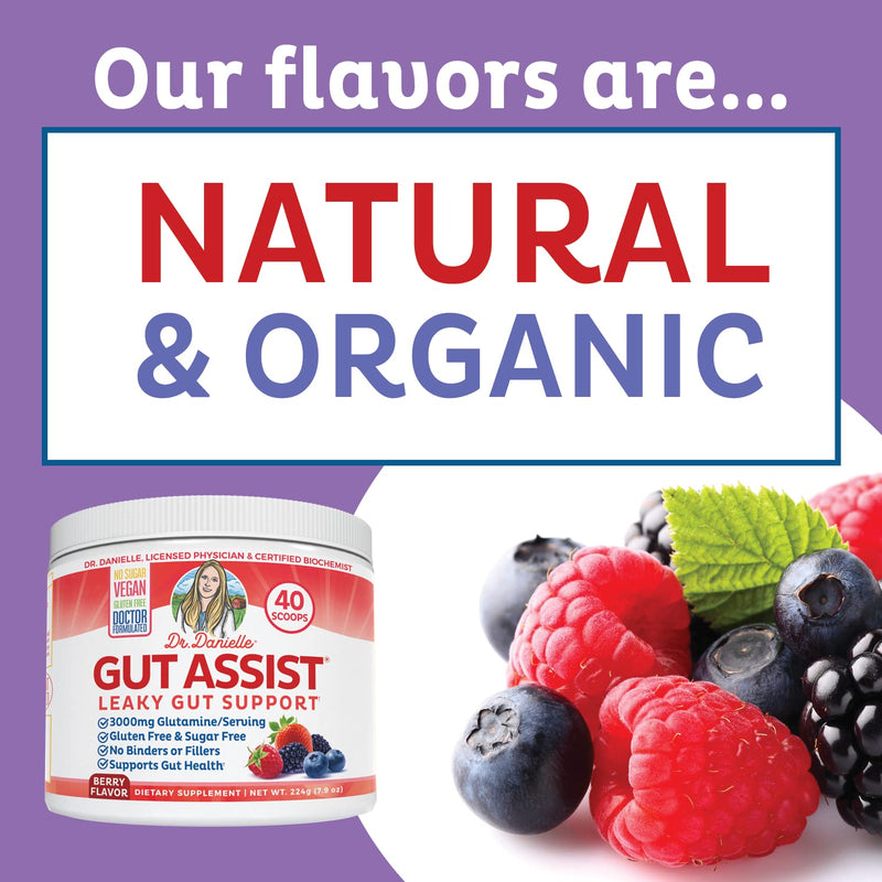 Gut Assist - Leaky Gut Repair Supplement Powder - Glutamine, Arabinogalactan, Licorice Root - Supports IBS, Heartburn, Bloating, Gas, Constipation, SIBO from Doctor Danielle, Berry Flavor - NewNest Australia