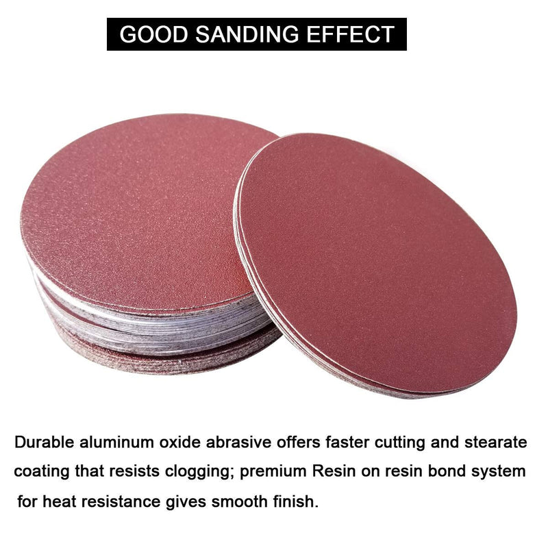 6-Inch NO-Hole PSA Aluminum Oxide Sanding Disc, Self Stick(10 Each of 80 120 180 240 400 Grits), 50 PCS Assortment Grits - NewNest Australia