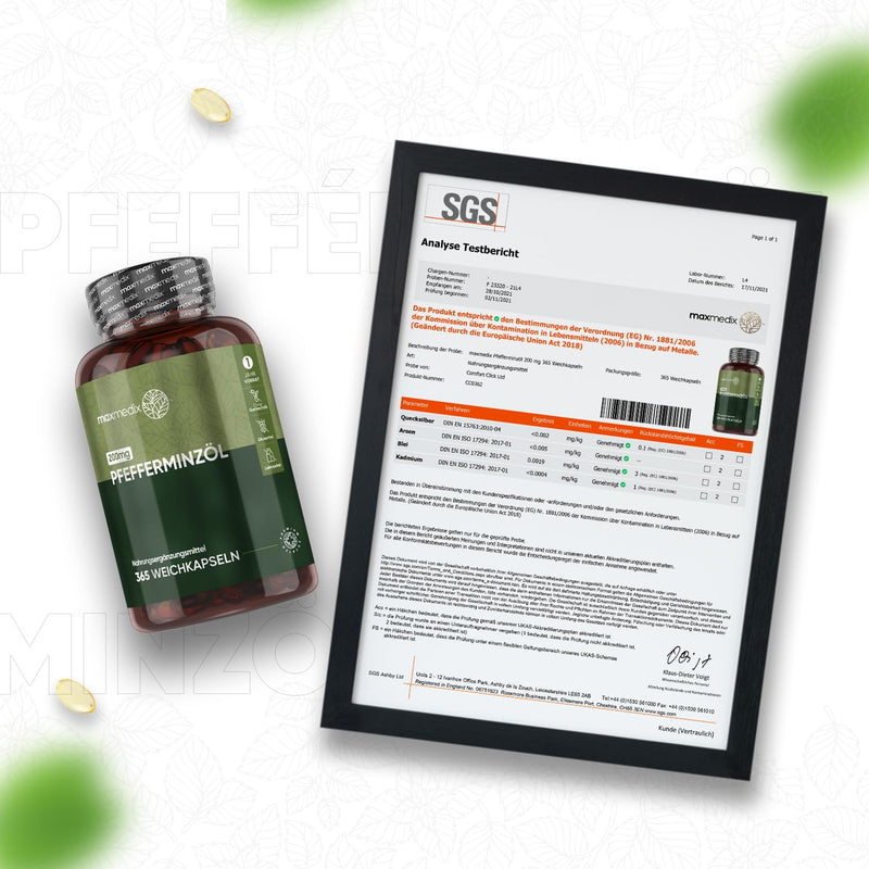 Peppermint oil soft capsules - 200mg peppermint oil per softgel - 365 peppermint oil capsules for 1 year supply - Tested & herbal ingredients - For your well-being - Pure peppermint - maxmedix peppermint oil capsules - NewNest Australia