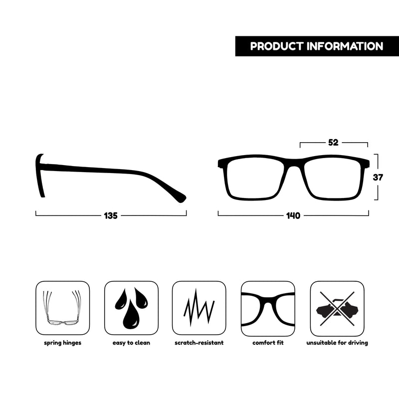 Opulize Ink 5 Pack Reading Glasses Large Black Grey Mens Womens Spring Hinges RRRRR4-11177 +3.00 L (Pack of 5) Black Front Blue Arms / Grey Front Black Arms - NewNest Australia
