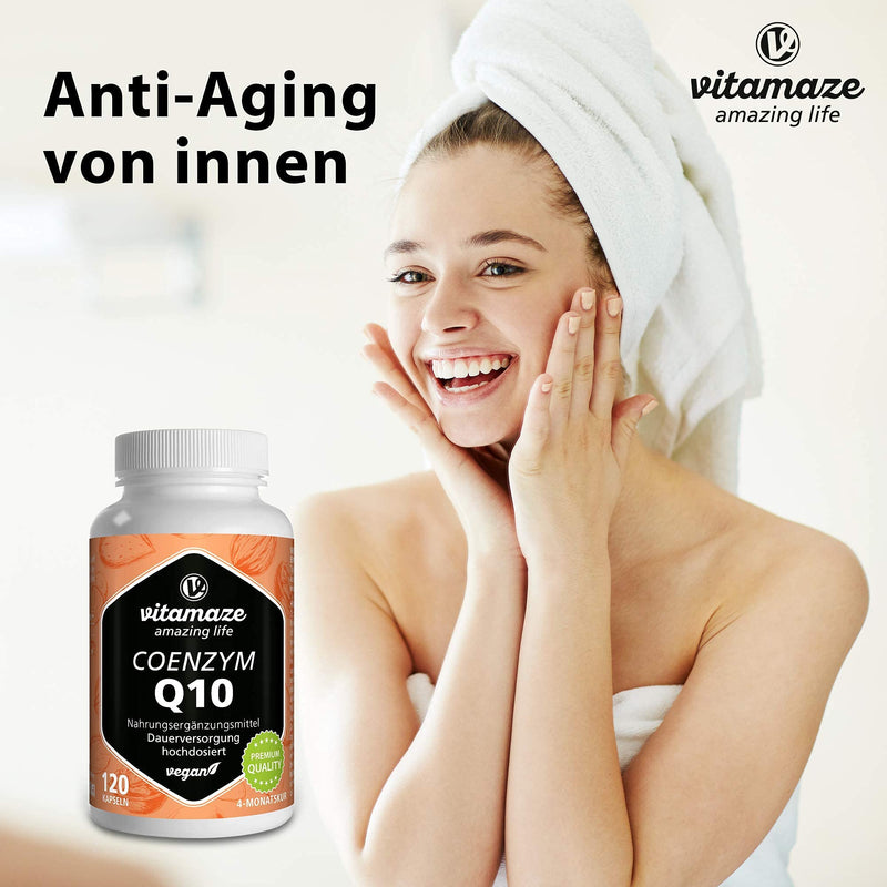 Coenzyme Q10 high dose, 200 mg per capsule, vegan, 120 capsules for 4 months, 98% ubiquinone with optimal bioavailability, without unnecessary additives, Made in Germany 4 month supply - NewNest Australia