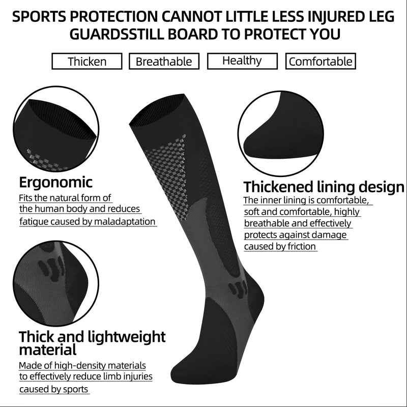 Odtmger Compression Stockings For Men And Women (2 Pairs) Compression Stockings 20-30 Mmhg Support Socks Knee-High Padded Graduated Support Socks For Running, Sports, Travel (Xxl, Black) - NewNest Australia