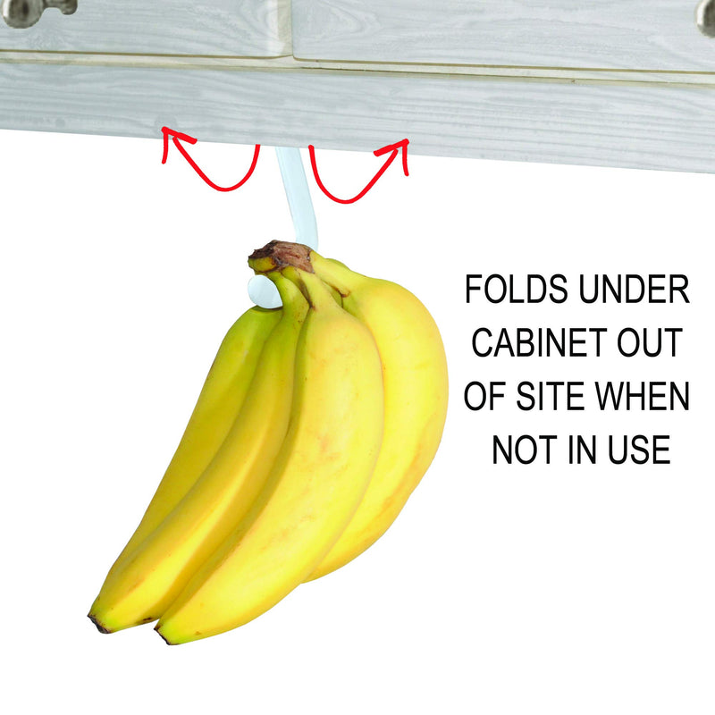 NewNest Australia - Banana Hook Hanger Under Cabinet Hook Ripens Bananas with Less Bruises, Hang Other Lightweight Kitchen Items, Folds Up Out of Sight When Not in Use, Self-Adhesive + Pre-drilled Screw Holes (White) 