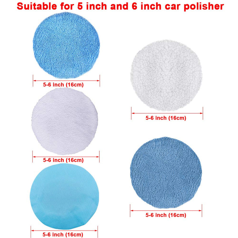 SIQUK 30 Packs Polishing Bonnet (5 to 6 Inches) Including 12 Packs Microfiber Car Polisher Bonnet 4 Packs Waxing Bonnet 10 Packs Non-Woven Buffing pad 2 Packs Cotton Bonnet 2 Packs Coral Fleece Bonnet 5-6inch 30 Packs - NewNest Australia