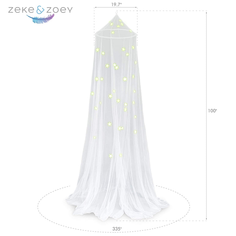 NewNest Australia - Zeke and Zoey Kids Hanging Bed Canopy for Girls Bed or Boys with Glow in The Dark Stars, The Bed Netting Stars Will Light up Your Child’s own Galaxy. Ideal Bedroom Decorative Tent 