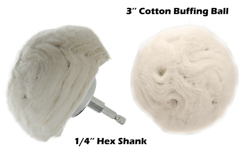 Drixet Extra Thick Large Cotton 4" Buffing Ball w/ 1/4" Hex Shank for Turning Power Drill into High-Speed Polisher - NewNest Australia