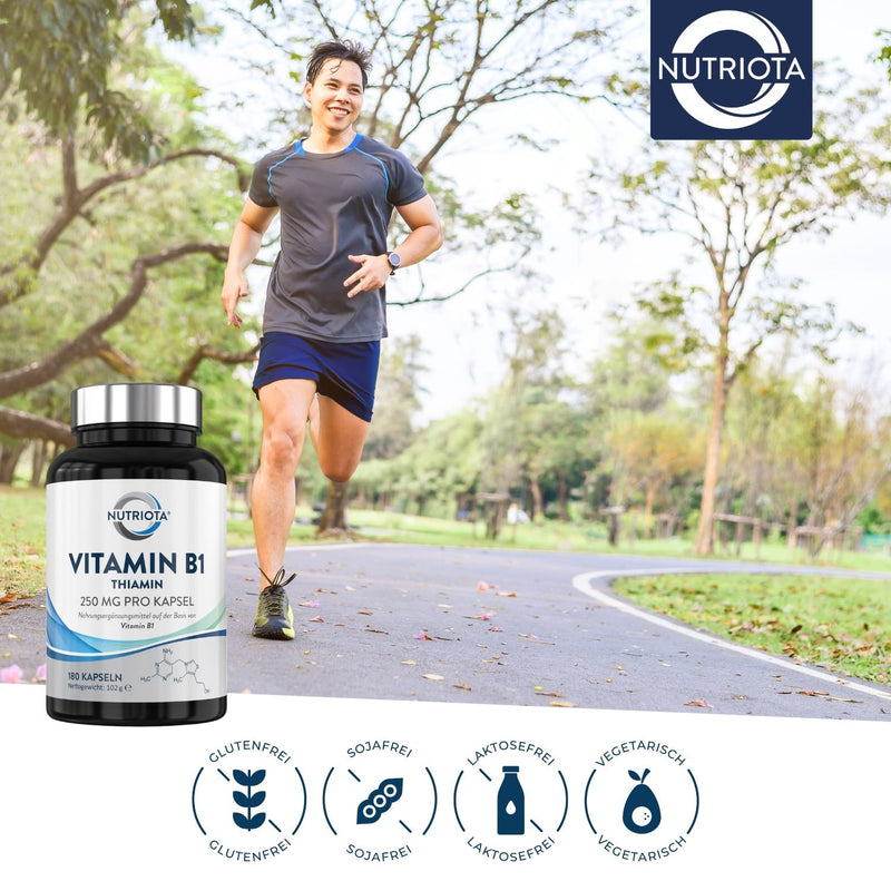 Vitamin B1 (Thiamine) High Dose 250 mg Capsules – 180 Capsules – Vegan Friendly – From Nutriota - NewNest Australia