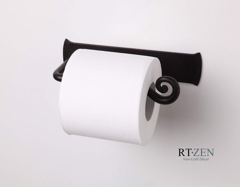 RTZEN Wrought Iron Toilet Paper Holder | Black TP Roll Hanger | Wall Mounted Rod Handmade Roll Hanger | Forged Modern Retro Authentic Handcrafted Rot Metal | Easy Installation | Rustic Modern Décor - NewNest Australia