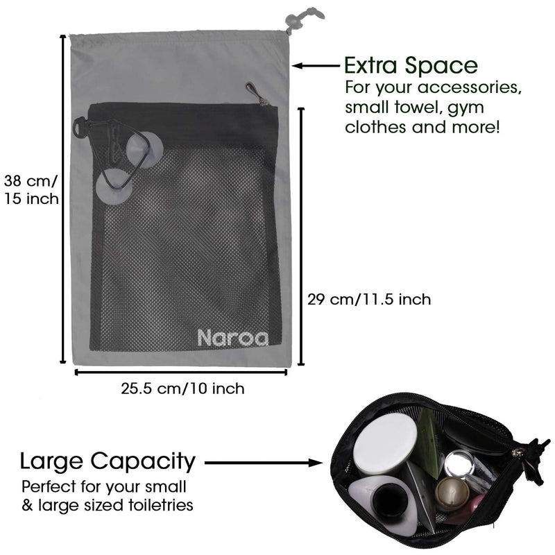 Waterproof Multifunctional Toiletry Shower Bag for Gym, Travel, Business and Foldable Portable Hanging Bathroom Mesh Caddy with Wet & Dry Storage Suction Hook Tote for Men Women - NewNest Australia