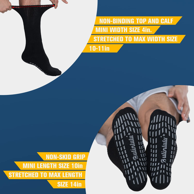 Bulinlulu Extra Wide Socks for Swollen Feet-4 Pairs Extra Wide Viasox Diabetic Socks for Men,Extra Wide Hospital Bariatric Socks Non Slip Edema Socks Women,Cast Lymphedema Socks-White&Black 2 Black+2 White Pk - NewNest Australia