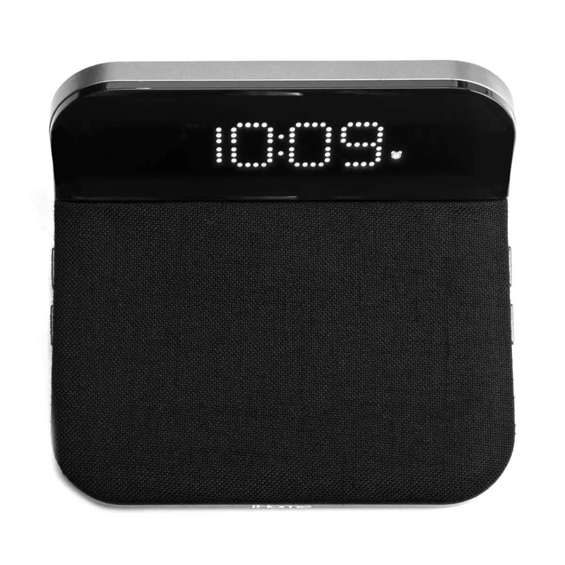 NewNest Australia - iHome iW18 Compact Digital Alarm Clock with USB and Qi Wireless Charging for iPhone 11, XR, XS, X, 8, Galaxy S10 S9 S8, Note 10 Note 9 and More 