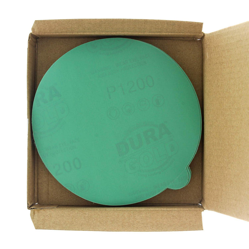 Dura-Gold Premium 5" Green Film PSA Sanding Discs - 1200 Grit (Box of 50) - Film Back Self Adhesive Stickyback Sandpaper Discs for DA Sander, Finishing Abrasive, Sand Automotive Paint Woodworking Wood 1200-Grit - NewNest Australia