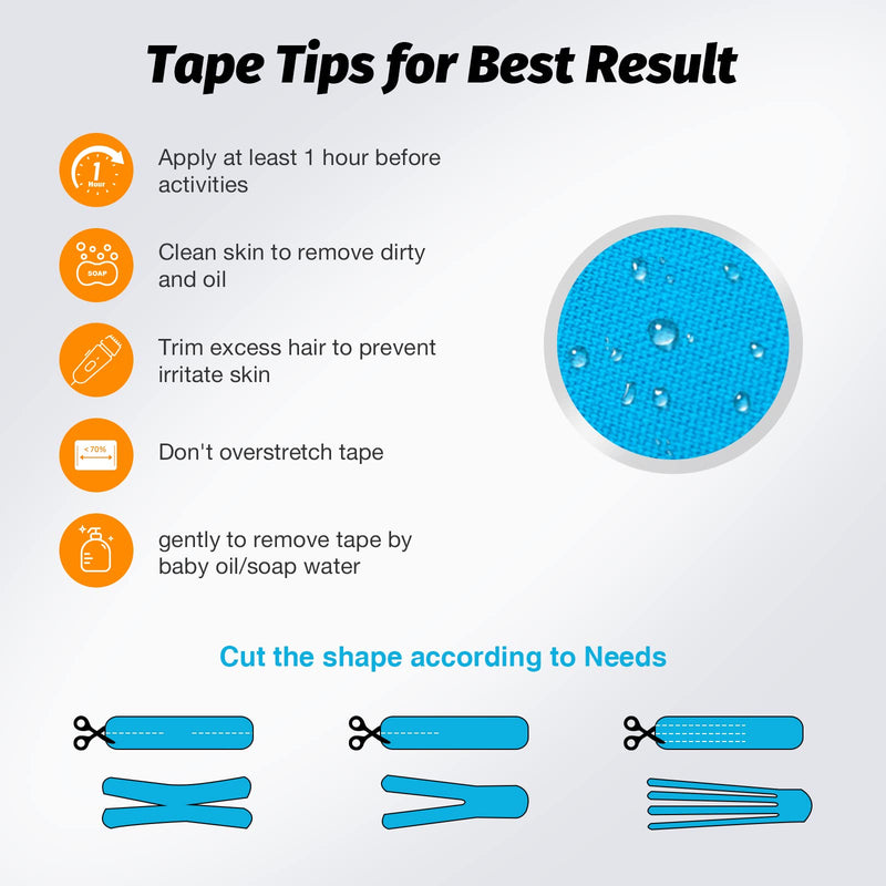 Kinesiology Tape Precut 2 Rolls, Elastic Kinesiology Therapeutic Tape for Physical Therapy, Sports and Injury Recovery, Athletic Sports Tape for Knee, Ankle & Shoulder (2 x 20 Strips) Blue & Pink - NewNest Australia