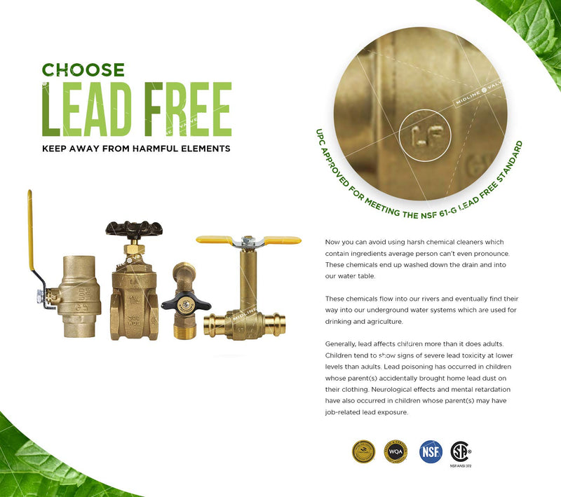 Midline Valve I44U256 Long Bonnet Gate Valve with Wheel Handle, Heavy Duty, Lead Free, Water Shutoff 3/4 in. FIP Connections, Cast Brass Single Pack 3/4 in. - NewNest Australia