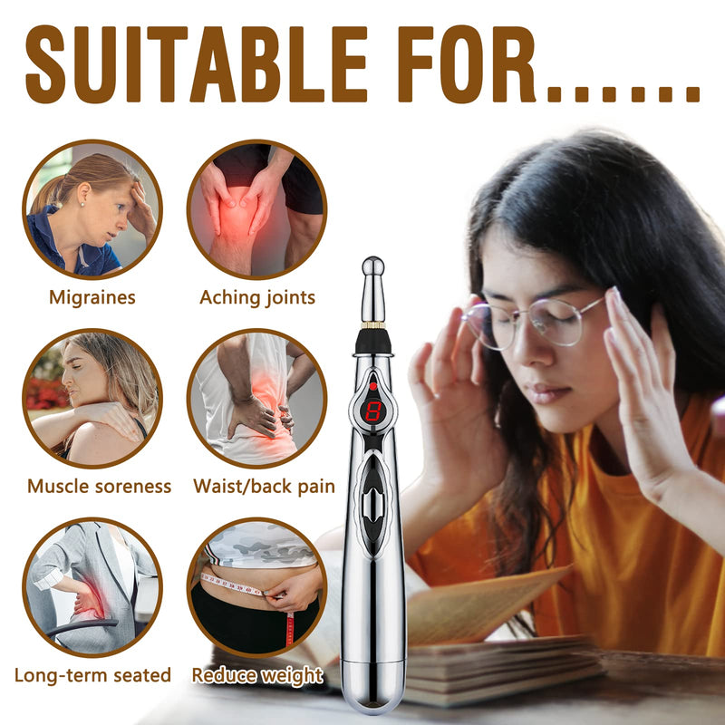 Acupuncture Super Set: 5-Head Electronic Acupuncture Pen + Gua Sha Tool + 600 Ear Seeds + Retractable Acupuncture Pen+ 4 x Extra Massaging Gel+Tweezers+Chart+Batteries (Acupuncture Set(with Chart)) Acupuncture Set(with Chart) - NewNest Australia