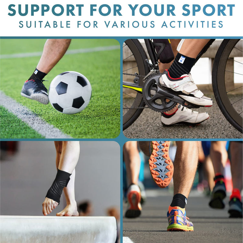 Actesso Ankle Support Sleeve with Strap - The Ultimate Support for Weak Ankles, Sprains and Sports Injury. Ideal for Men & Women & Left or Right (M (Pack of 1), Black) M (Pack of 1) - NewNest Australia