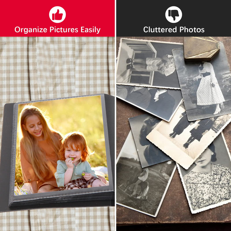 Small Photo Album 5x7 Holds 64 Photos Black Inner Page with Strong Elastic Band, 5x7 Mini Book Photo Pictures Album for Artwork, 5x7 Picture Storage, Kids Art Storage, Postcards, Drawings (Black) 1Pack - NewNest Australia