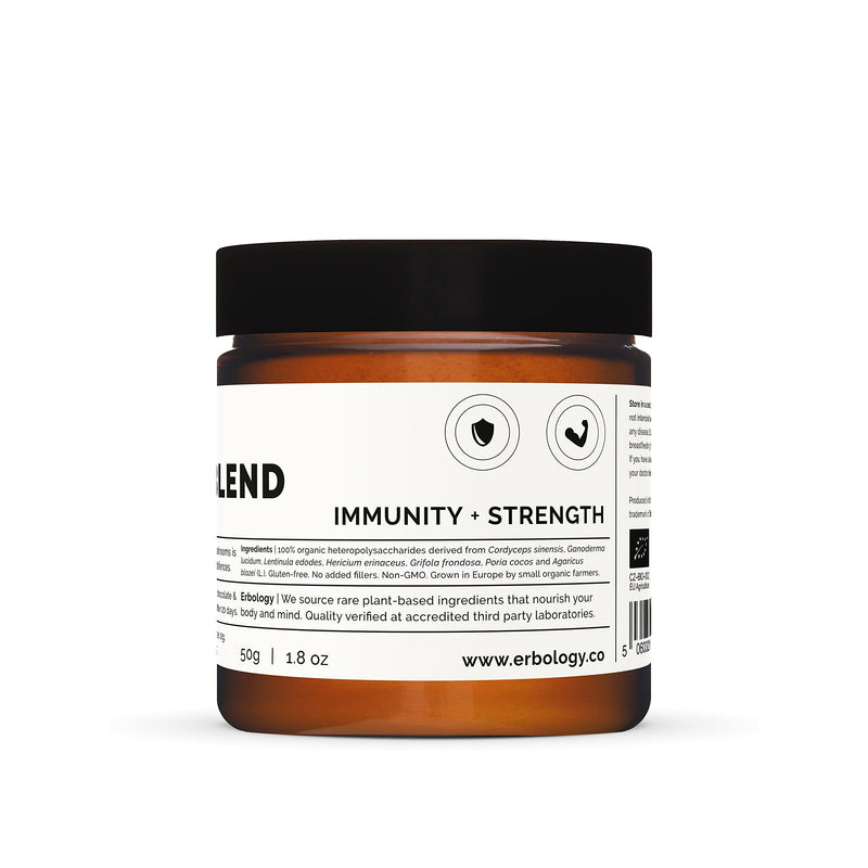 100% Organic Immunity Mushroom Comlpex 50g - High in Beta-glucans - Reishi, Cordyceps, Lion's Mane - Small Batch - Sustainably Grown in Europe - Vegan - Non-GMO - No Added Fillers - NewNest Australia