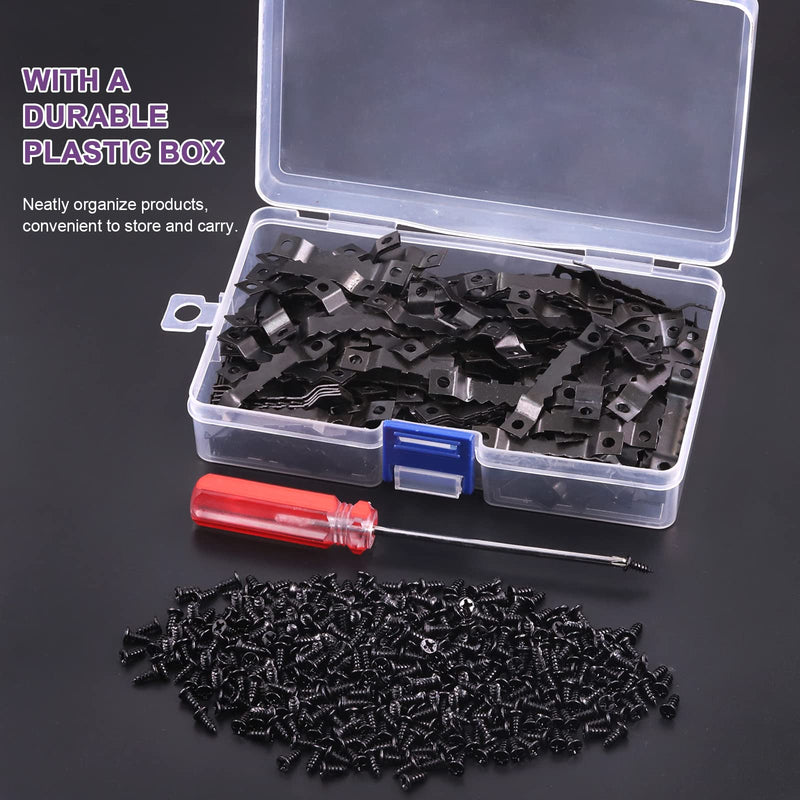 Swpeet 600Pcs Sawtooth Picture Frame Hanging Hangers Double Hole with Screws and Screwdriver, for Home Decoration Creative Picture Frame Hanging (Black) Black - NewNest Australia
