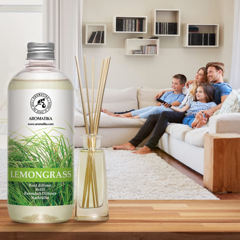 Room Fragrance Refill Lemongrass - Lemongrass 500 Ml - Refill Bottle With Natural Pure Essential Lemongrass Oil - Intensive & Long-Lasting Natural For Room - Kitchen - Best Room Air Freshener - NewNest Australia