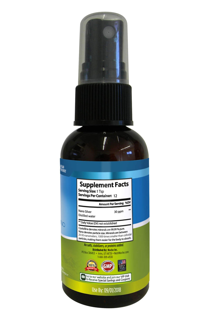 NutriNoche Colloidal Silver Mineral Liquid Supplement - 30 ppm - Colloidal Silver Spray 2 Fl Oz (Pack of 1) - NewNest Australia