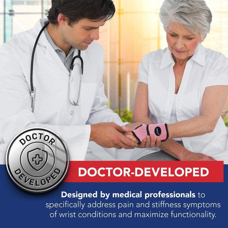 Doctor Developed Premium Wrist Support/Strap/Wrist Brace/Hand Support Doctor Written Handbook— Wrist Injuries, Joint Disease, Sprains & More (Single) Pink - Single - NewNest Australia