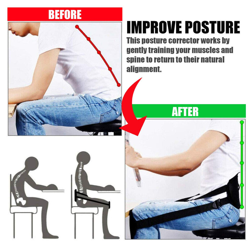 Posture Support GENERISE ‘No Hunch’ Posture Corrector - Seated Lower Back Brace with Adjustable Posture Strap for Additional Posture Support to Improve Back Posture and Reduce Lumbar Pain - NewNest Australia