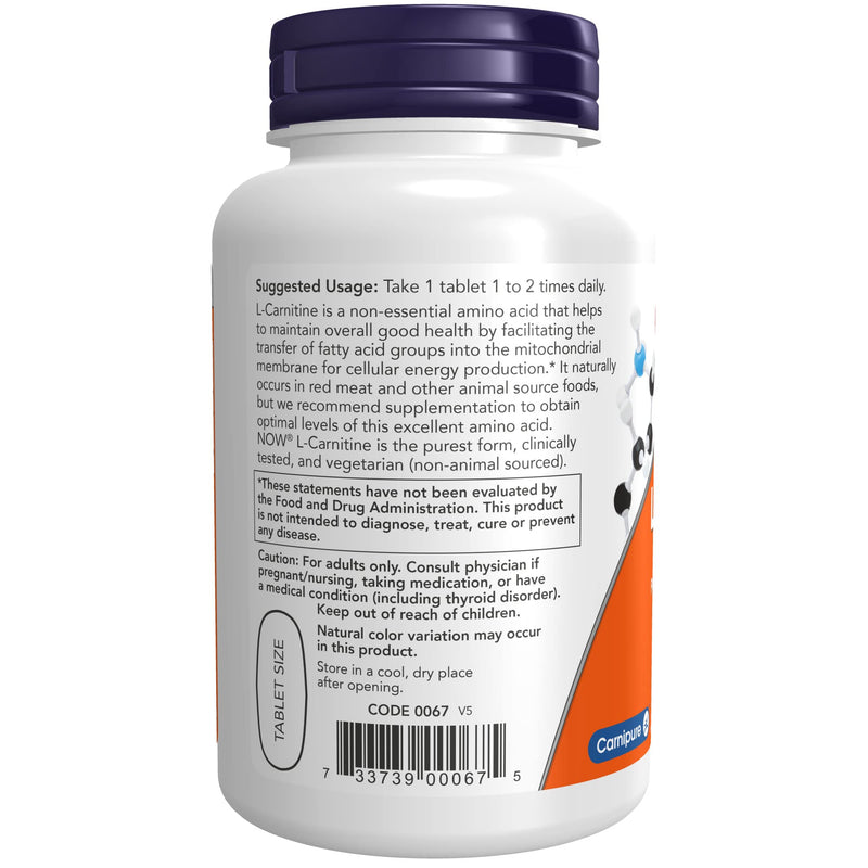 NOW Supplements L-Carnitine 1,000 mg Purest Form Amino Acid Fitness Support, 50 Tablets 50 Count (Pack of 1) - NewNest Australia